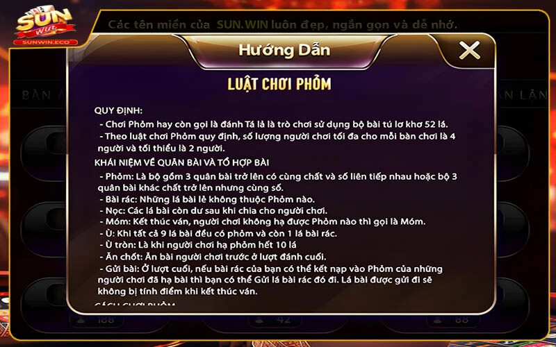 Cách tham gia Phỏm trên Sunwin