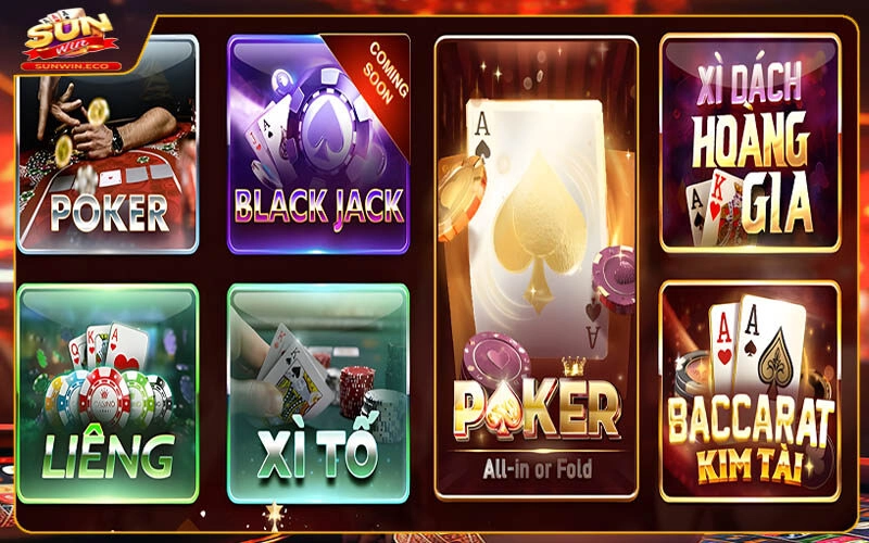 Danh sách game bài Sunwin đáng tham gia nhất
