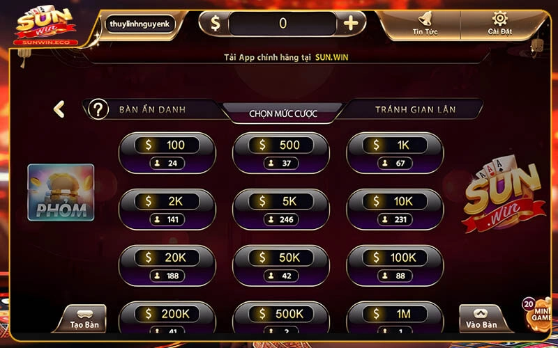 Quy luật chơi Phỏm Sunwin