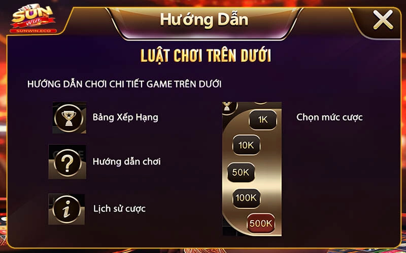 Quy tắc chơi Trên Dưới Sunwin dễ hiểu