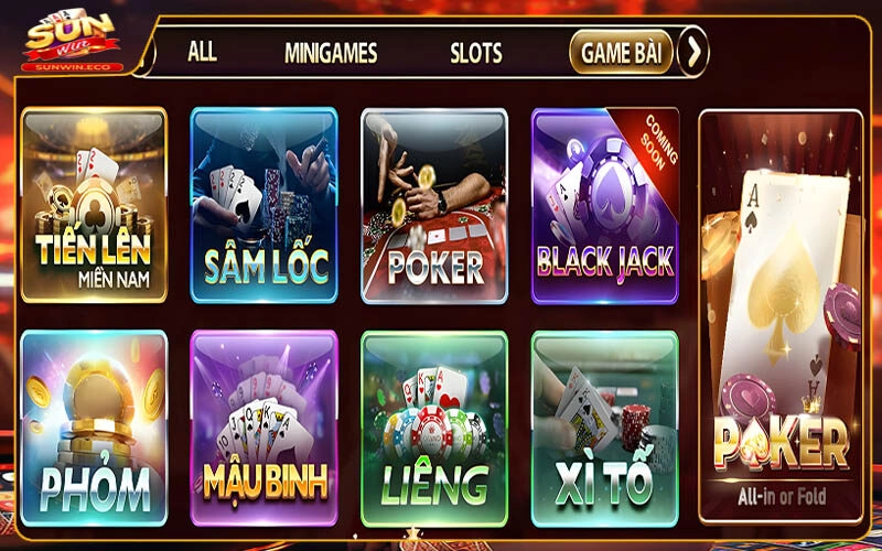Sơ lược về danh mục Game bài Sunwin